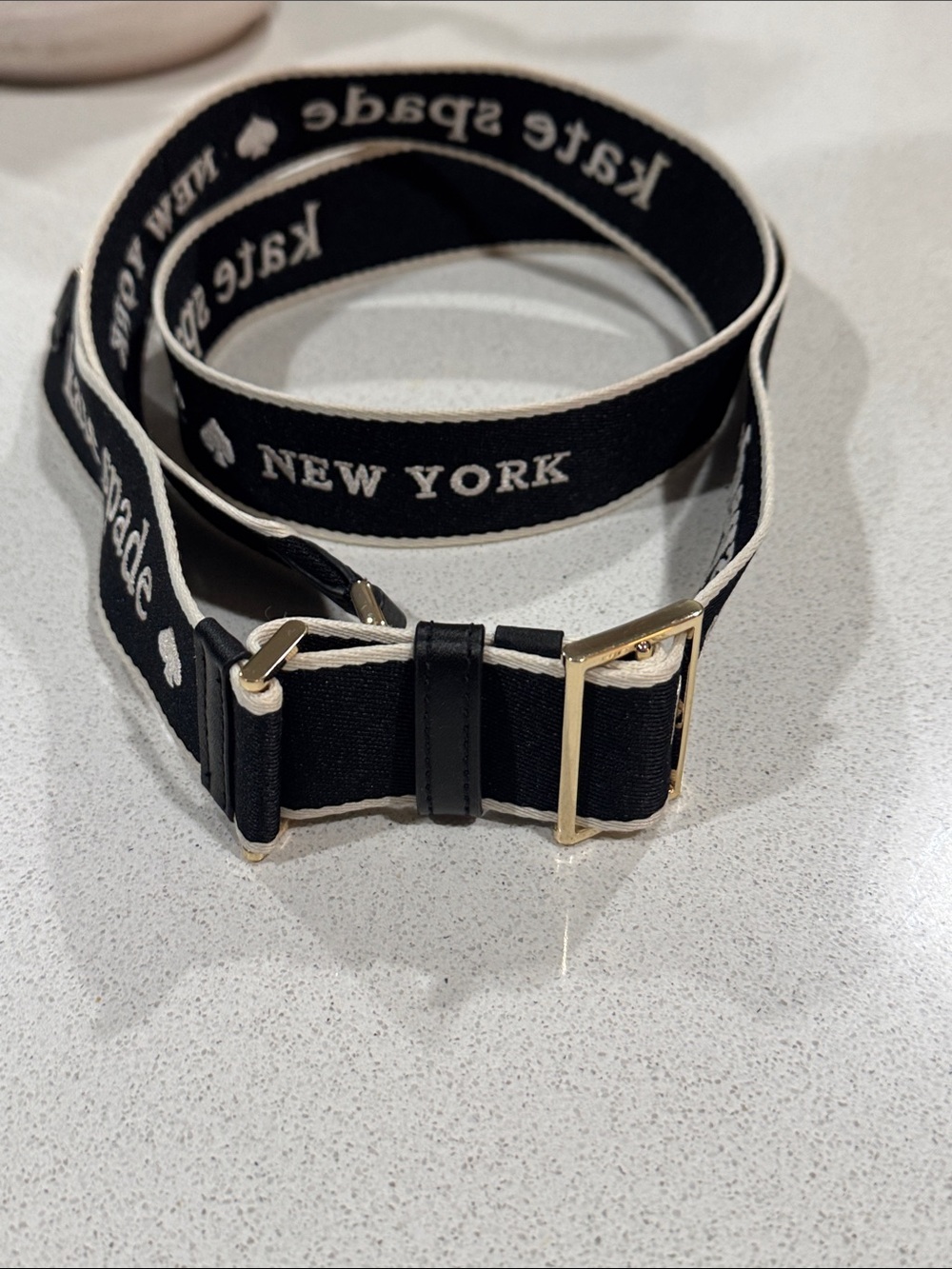 kate spade Black and Cream Logo Webbing Strap with Gold Hardware - Picture 3 of 3